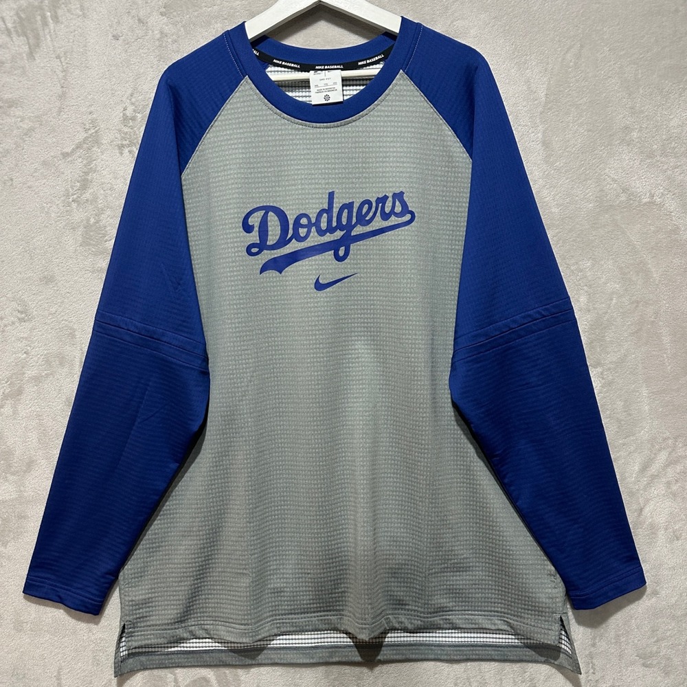 Nike Baseball Los Angeles Dodgers Dri-Fit Raglan Pullover XXL Gray Blue MLB